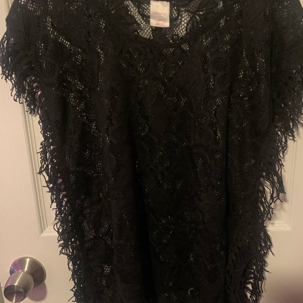 Xhilaration Black Lace Fringe Top
